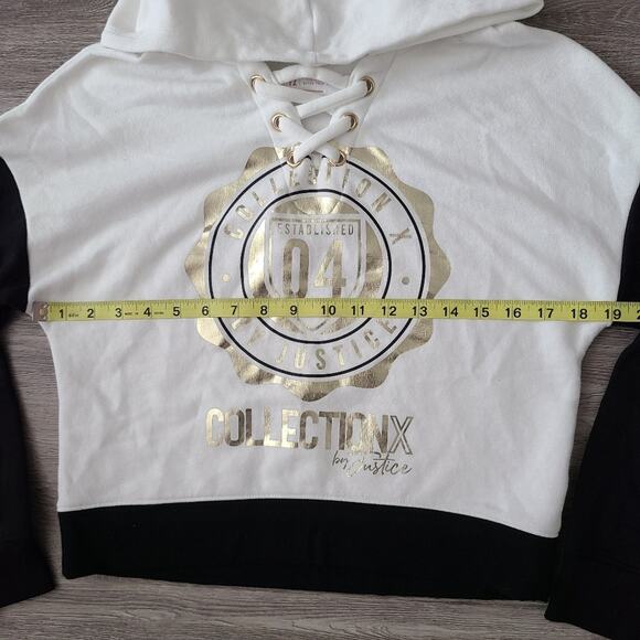 Justice crisscross neck color block hoodie Size 12 - Picture 9 of 10